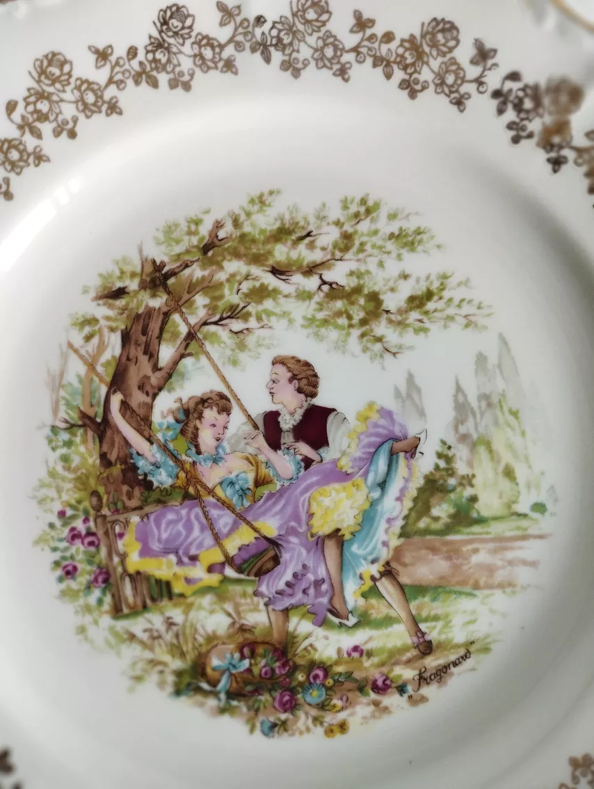 Assiettes porcelaine de France Digoin zoom
