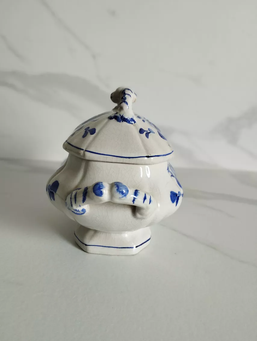 Sucrier bleu et blanc – Image 4