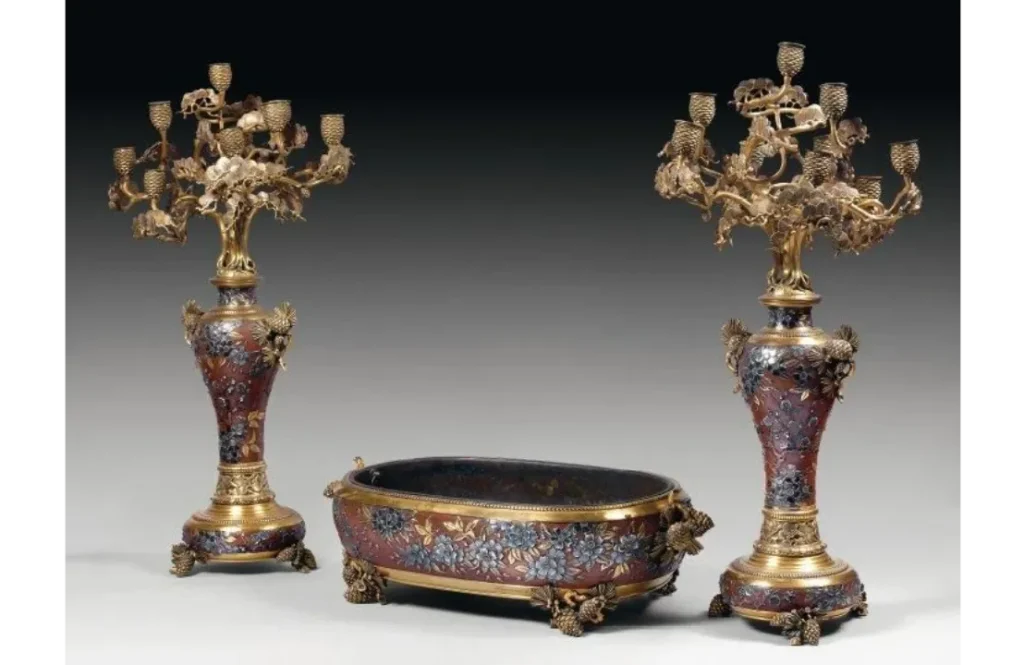 Candelabres_et_jardiniere_du_19e_siecle EMILE REIBER (1826-1893) ET CHRISTOFLE